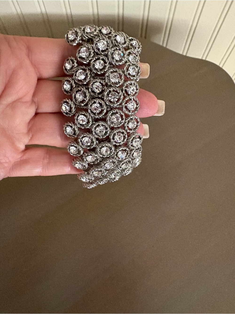 Crystal Cluster Stretch Bracelet - Silver Crystal